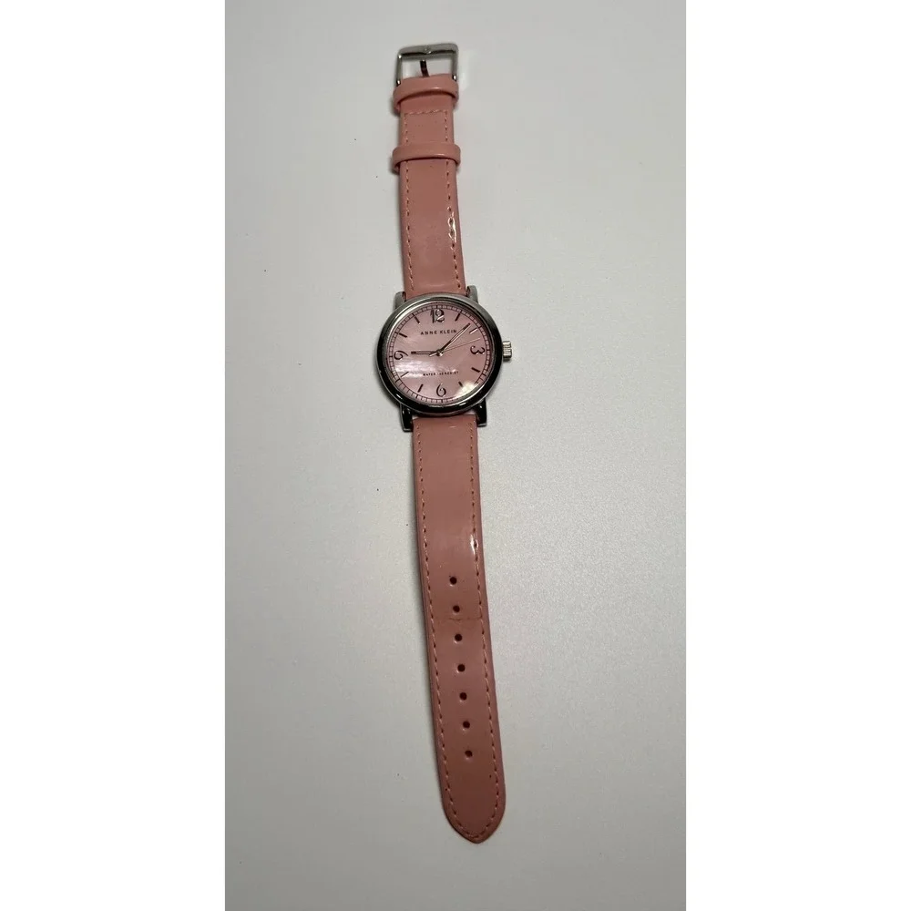 Anne Klein Watch Womens‎ Silver Pink Leather Strap Mother of Pearl Dial